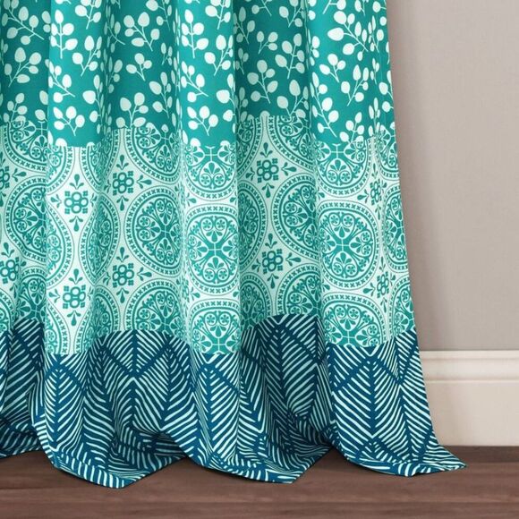 Lush Decor - Set of 2 95"x52" Bohemian Stripe Window Curtain Pa Blue - Picture 4 of 5